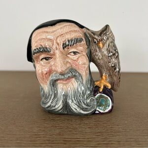 Royal Doulton Merlin Wizard Owl 4" Toby Mug Character Jug D6536 Vtg 1959 England
